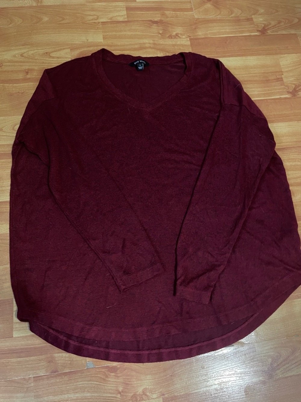 Well Worn V-Neck Sweater in Burgundy
